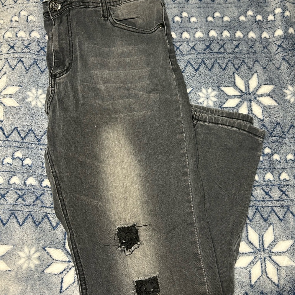 Eighty Eight Charcoal Distressed Skinny Jeans